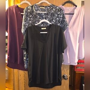 4 Pc Women's Timeson V-Neck Short Sleeve, Lightweight Dress Shirts.